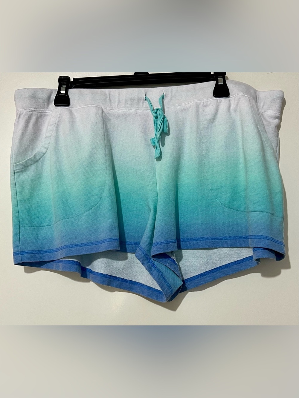 Jenni Ombre Aqua to Blue Drawstring Pajama Shorts Lounge Shorts